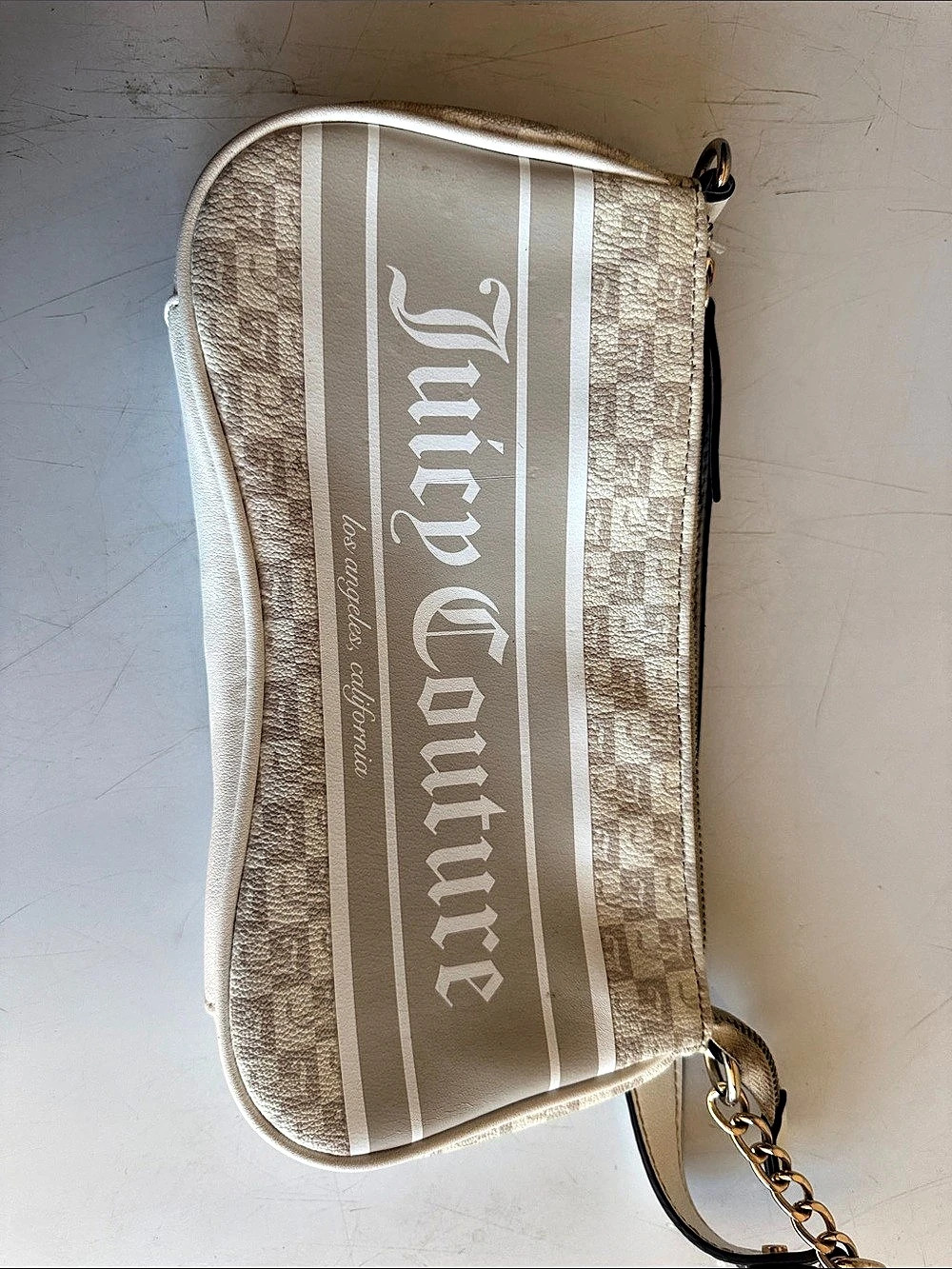 Juicy Couture Logo Wristlet in Cream & White Like New